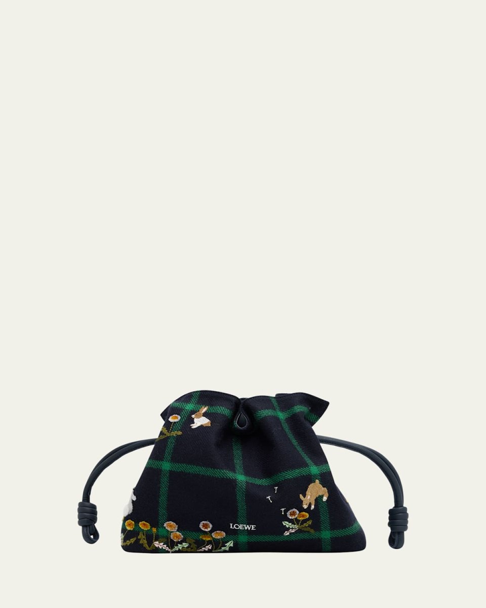 x Suna Fujita Bunnies Check Wool Clutch Bag